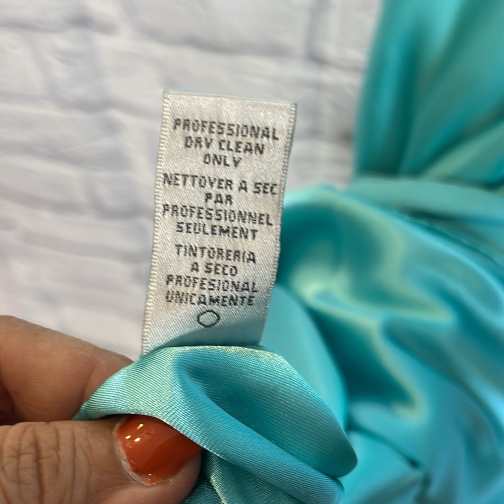 Badgley Mischka Aqua Sleeveless Y2K Stretch Prom Wedding Gown Formal Dress Sz 0 - Picture 12 of 15